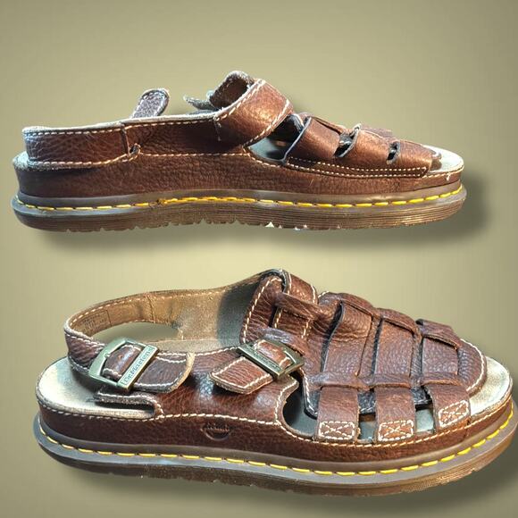 Men\'s Size 13 DR. MARTENS 8092 Brown Leather Fisherman Sandals EUC main image 8